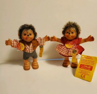 Vintage Steiff " Macki & Mucki " Hedgehog Dolls 5 " Tall With Tags L@@k