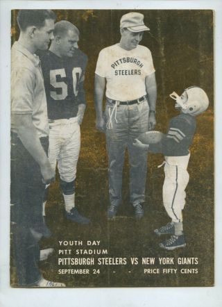 1961 Pittsburgh Steelers Vs Ny Giants Football Program Youth Day Pitt Stadium Ex