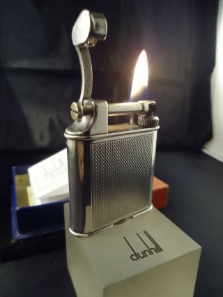 Dunhill Unique Standard Petrol Lighter - Silver Plated/cased - Feuerzeug/briquet