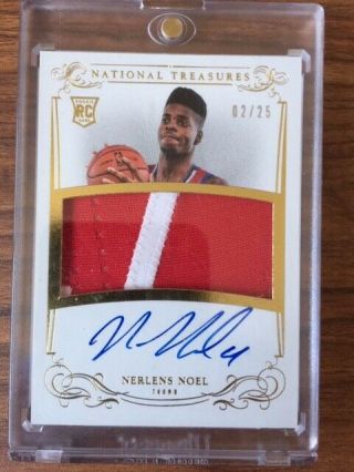 2013 - 14 National Treasures Nerlens Noel Rc Patch Auto Gold 2/25 Autograph