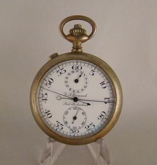 Antique Swiss Stop Watch C.  L.  Guinand Locle Split Second Chronograph Diameter 49m