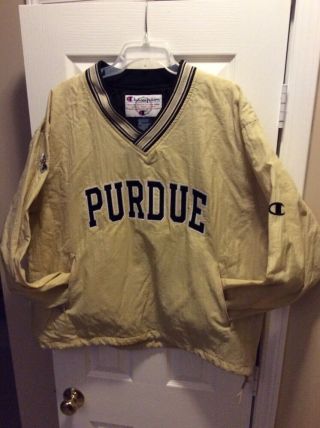 Vtg 90s Champion Purdue University Boilermakers Light Pullover Jacket L Large