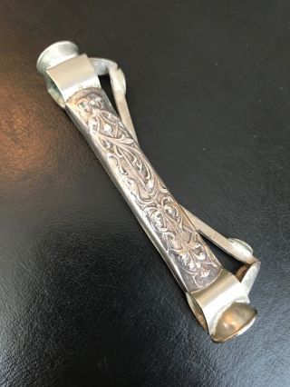 Rare Antique Ornate Sterling Silver Cigar Double End Cutter