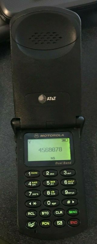 Startac Motorola Flip Cell Phone Black Fast Ship Vintage Very Good St7797