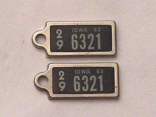 2 Vintage Iowa 1963 Dav (disabled American Veterans) Matching Mini License Plates