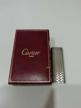 Vintage Cartier Gas Lighter Swiss Made Silver Chidori Pattern