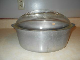 Vintage Roaster 12 1/2 X 9 X 5 Household Institute Aluminum Glass Lid No Chips