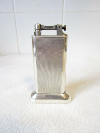 Vintage Dunhill Silver Plated Engine Turned Table Lighter