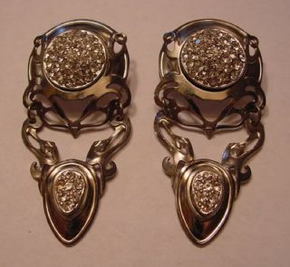 Vintage Edgar Berebi Silver Tone & Glass Rhinestone Pierced Dangle Earrings Wow