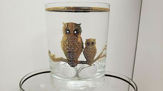Culver 22K Gold Owl Low Ball Glasses Mid Century Modern Set Of 8 2