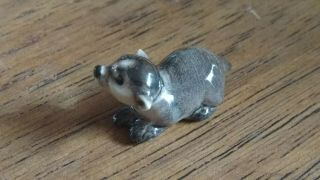 Vintage Hagen Renaker baby badger wildlife ceramic miniature animal HR inc stamp 2