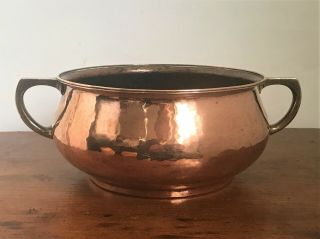 Antique Arts & Crafts Hand Beaten Copper & Brass Pot - Dryad Of Leicester C.  1915