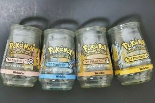Vtg Pokemon Welches Jelly Jar Collectible 1998 Psyduck Clefairy Squirtle Pikachu