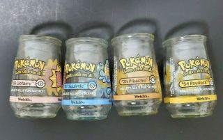 VTG Pokemon Welches Jelly Jar Collectible 1998 Psyduck Clefairy Squirtle Pikachu 2