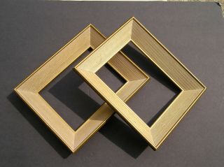 Pair Vintage Picture Frames Mid Century Modern Gold Finely Grooved 6 X 8