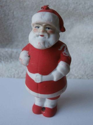 Rare Antique German All Bisque Santa Claus Nodder 3 3/8 " Doll