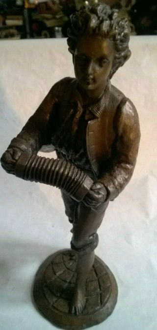 Antique Vintage French Spelter Figurine Accordion Player
