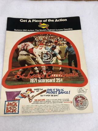 1971 Vtg St.  Louis Cardinals Program 25 Cents Scorecard Baseball Mlb (marked)