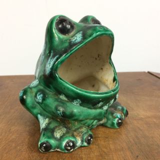 Vintage Frog Mid Century Retro Atomic Kitchen Soap Scrub Pad Holder Bowl Green