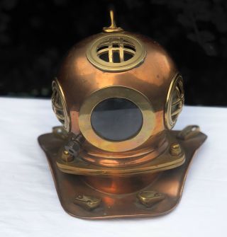 Siebe Gorman Style Copper Brass Deep Sea Divers Small Diorama Diving Helmet