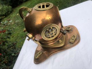 Siebe Gorman Style Copper Brass Deep Sea Divers Small Diorama Diving Helmet 2