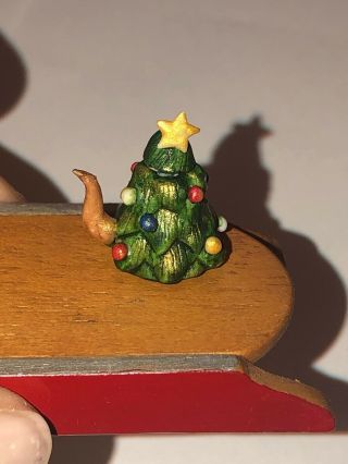 Miniature Dollhouse Vintage Artisan Sculpted Christmas Tree Teapot 1/2”