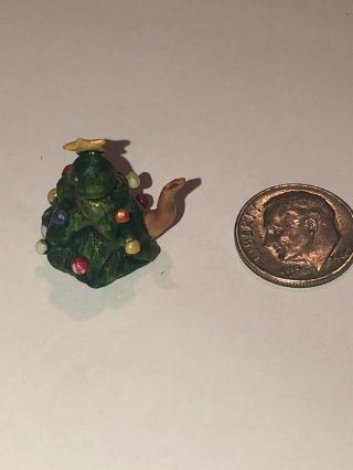 Miniature Dollhouse Vintage Artisan Sculpted Christmas Tree Teapot 1/2” 2