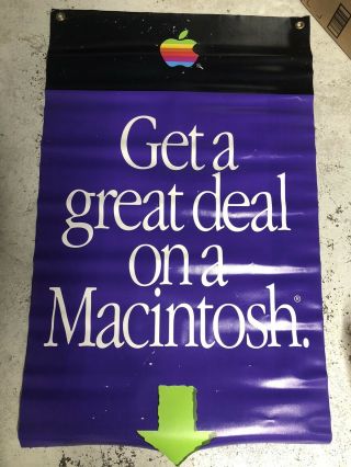 Apple Macintosh Vintage Vinyl Banner Rare - 2 Sided - From The 90s - 24”x38”
