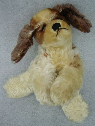 Vtg 50s Steiff Mohair Sleeping Floppy Cockie Cocker Spaniel With Button And Bell