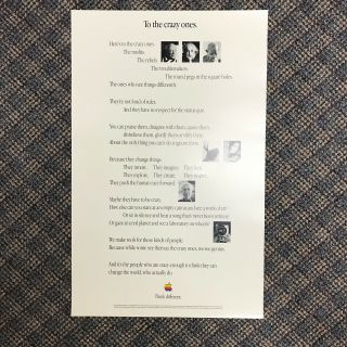 " To The Crazy Ones " Rare Version Of Think Different Poster Apple Computer