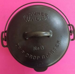 Vintage Antique Cast Iron Wagner Ware No.  8 Dutch Oven,  Round Roaster,  Restored 2