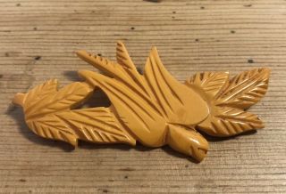 Bakelite Butterscotch Carved Bird/dove Brooch Pin Vintage Vtg Euc Vintage