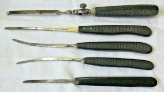 (5) Antique Civil War Era Surgical Tools - (4) Gemrig & (1) Lentz