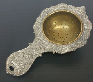 Antique Sterling Silver Tea Infuser Strainer Spoon Loose Leaf Ornate