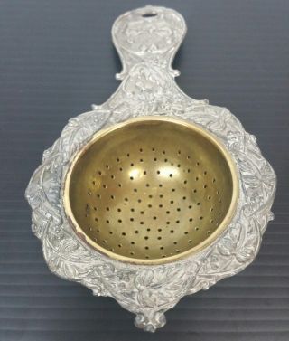 Antique Sterling Silver Tea Infuser Strainer Spoon Loose Leaf Ornate 3