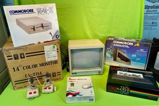 Commodore 64 Computer System W/ 1541 - Ii Drive,  Ev - 2114 Color Monitor,  Printer,