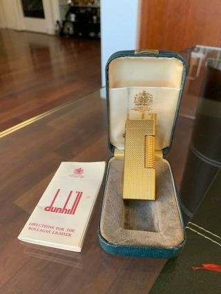 Vintage Dunhill Rollagas Lighter 18k Gold Plated With Box,