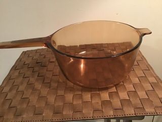 Vintage Corning Visions Amber Brown Glass 2.  5l Sauce Soup