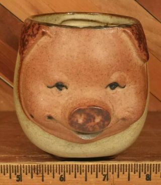 Vintage Uctci Japan Gempo Pottery Pig Face Mug Cup