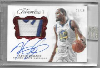Kevin Durant 2017 - 18 Panini Flawless Patch Auto Red 23/25 " Warriors Logo "