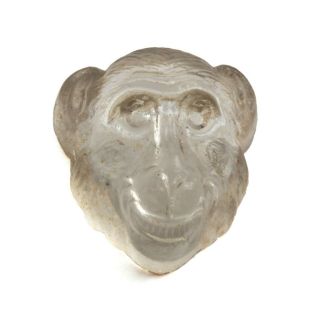 Czech Antique Crystal Clear Monkey Face Glass Cabochon 17mm