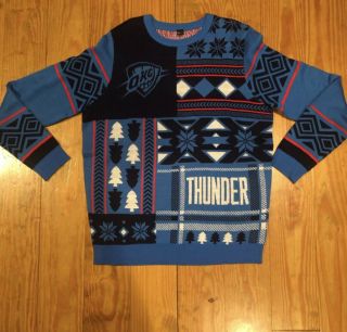 Okc Oklahoma City Thunder Basketball Ugly Christmas Sweater Nba - Size L