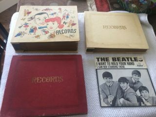 Three Vintage 45 Rpm Record Albums Filled With 45 Vinyl Records