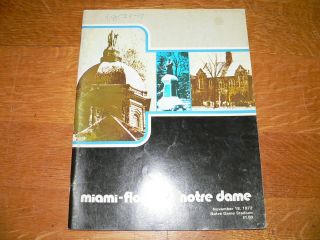 Vintage Notre Dame Vs Miami Football Official Game Program November 18,  1972