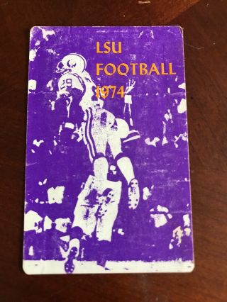 Vintage 1974 Lsu Tigers Football Old Pocket Schedule Sec Louisiana Rare