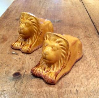 A Antique Late 19th Century Lion Terracotta Sash Window Rests/stops