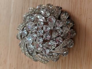 Signed Weiss,  Vintage Crystal,  Clear Rhinestone Brooch Pin