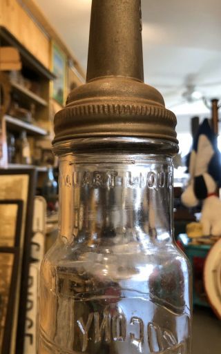 Antique 20s SOCONY MOTOR OIL Gas Station Quart Oil Glass Bottle W/Spout 3