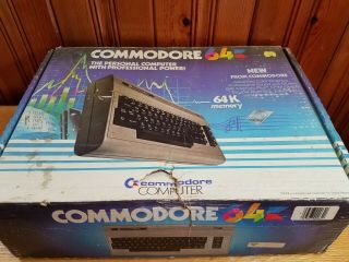 Vintage Commodore 64 Computer W/ Box,  Powers Up