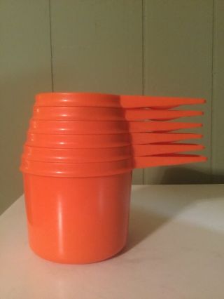 Vintage Tupperware Pumpkin Orange Nesting Measuring Cups Full Set Of 6 761 - 766
